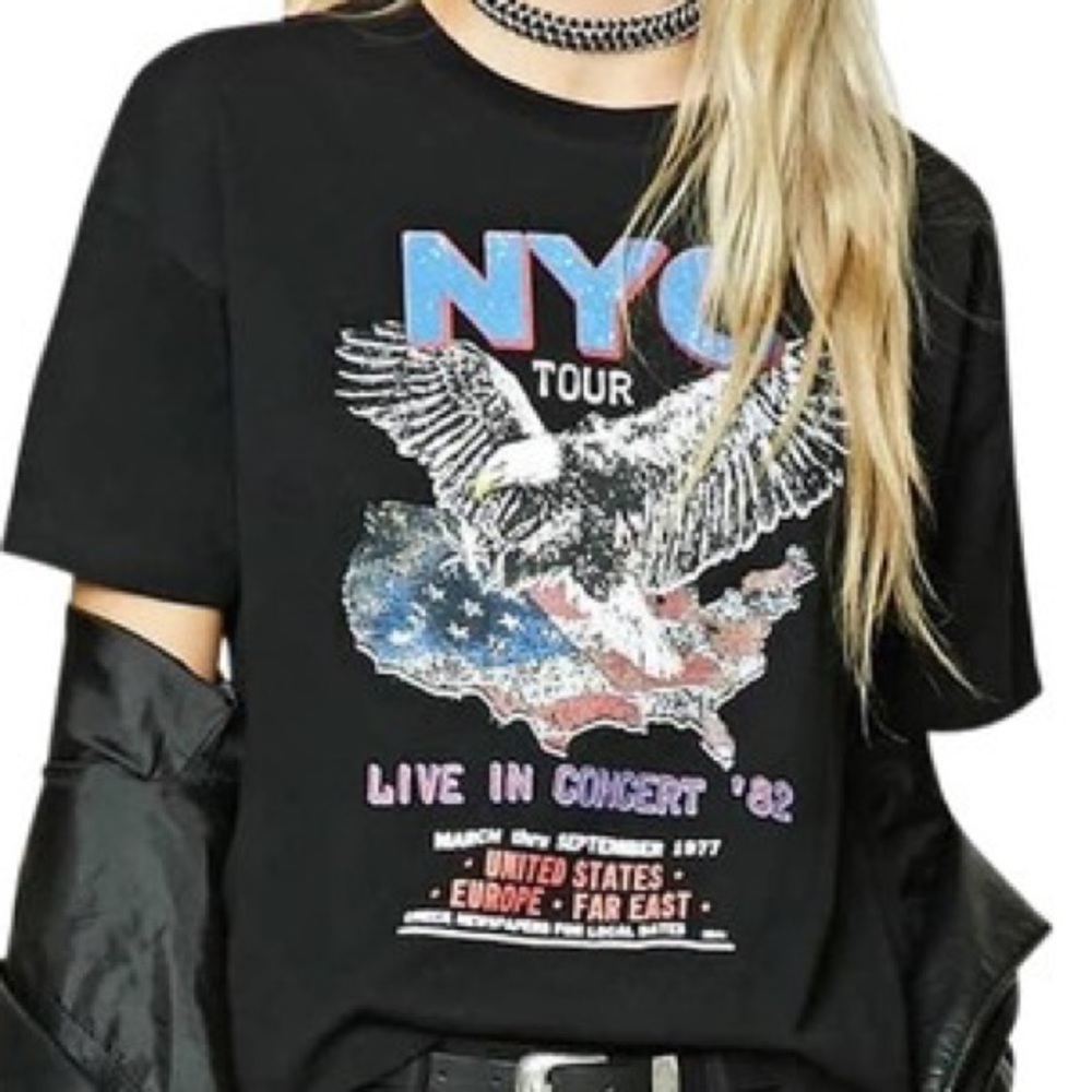 Forever21 Lace-Up Graphic Tee - Picture 1 of 7